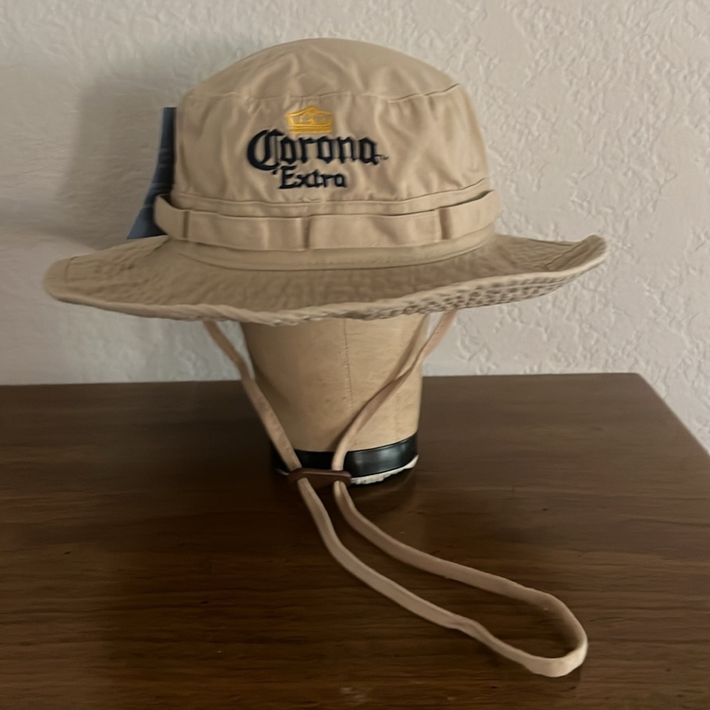 NWT Corona Extra khaki bucket hat, adjustable draw string